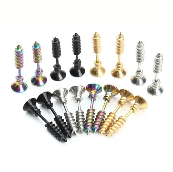 

High quality stainless steel screw earrings new personality gold Korean popular earrings jewelry wholesale