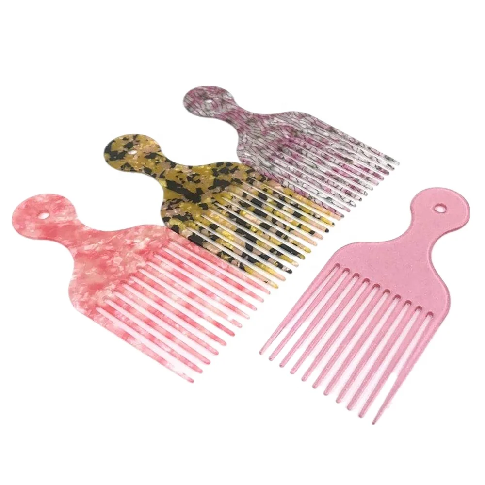 

2020 New Afro Comb Curly Salon Hairdressing Styling Long wide teeth acetate hair combs, Picture