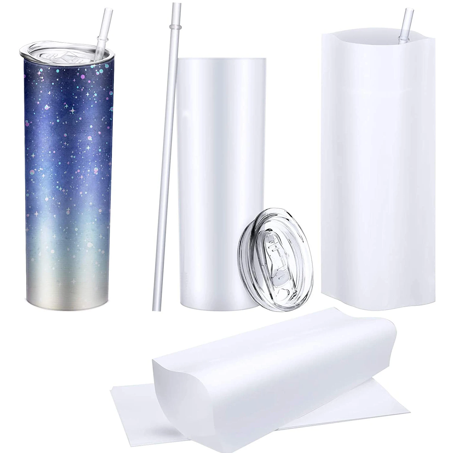 

Stainless Steel Double Wall 20 oz Straight Coffee Traveler Sublimation Blanks Skinny Tumbler with Lid and strawer, Customized color