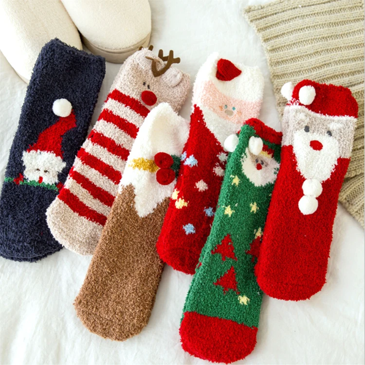 

Thick Warm Cute Christmas Socks Women Winter Coral Fleece Socks Microfiber Velvet Fluffy Fuzzy Plush Socks Lady, Picture