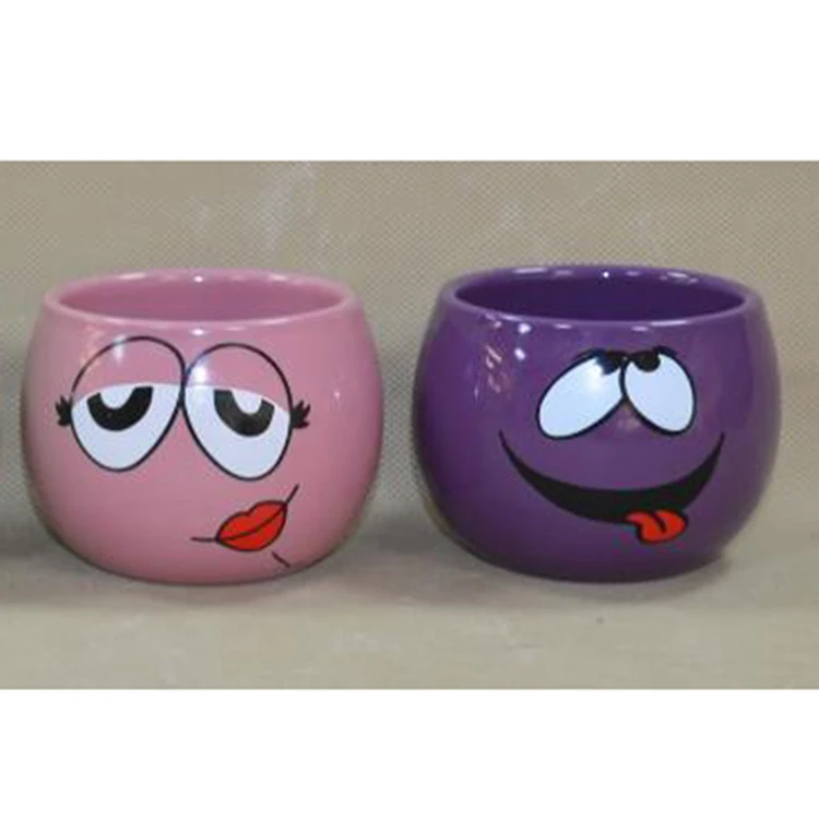 Emoji Design Tiny Magnetic Suspension Ceramic Flower Plant Pot