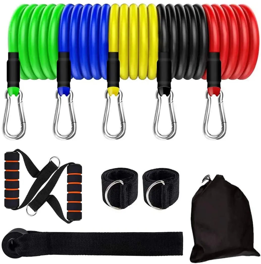 

Drop Shipping All 11pcs in 100 LBS Gym Sets for Sale use at home exercise fitness in 1 bag office gym resistance band set