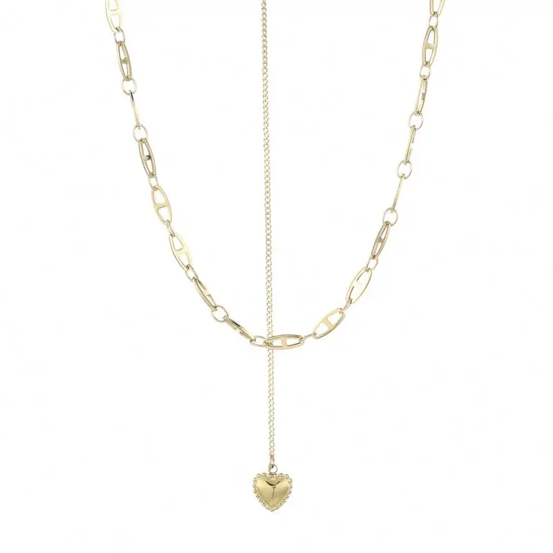 

Unique Design Adjustabl Gold Plated Pendant Stainless Steel Heart Necklace Jewelry