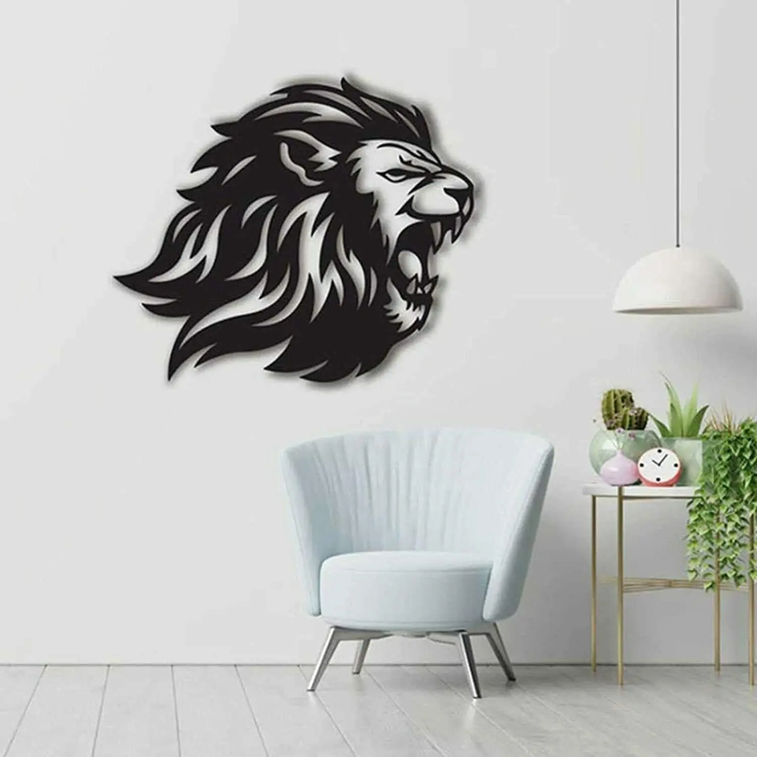 

Lion King Metal Silhouette Metal Wall Art Sculpture, Lion Wall Logo, Black