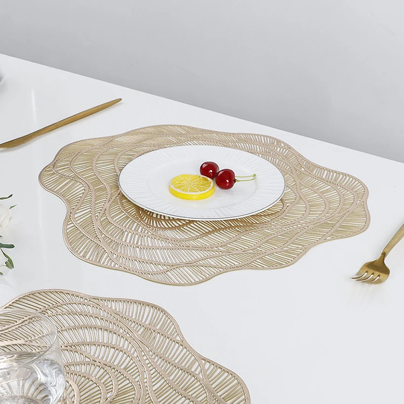 

Wedding Placemat Set Elegant PVC Placemat For Dining Table Placemat Set Gold Table Mat