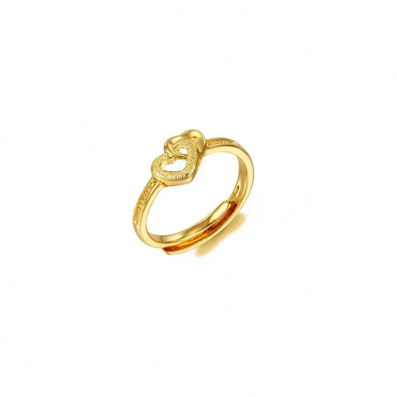 

Wholesale retro heart shaped wedding ring plated 24k gold custom logo rings