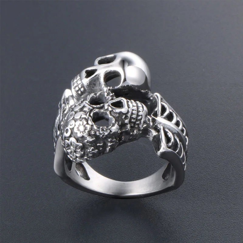 

2021 Sailing Jewelry Gothic Skull Mens Ring Dad Father Gifts Ring Stainless Steel Skull Ring