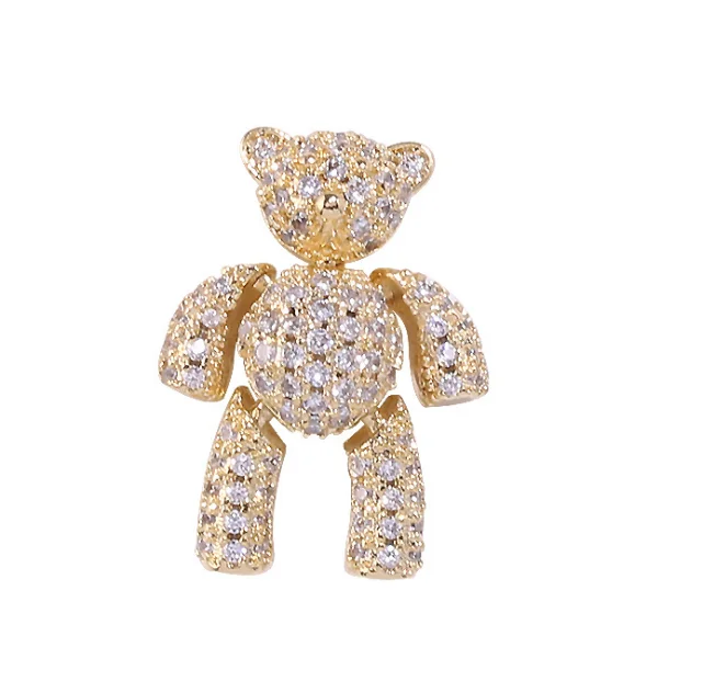 

3D Gold Wing Bear Nail Art Decorations Crystal Alloy Pearl Zircons Rhinestone Charms Nail Jewelry Ornaments Accessories