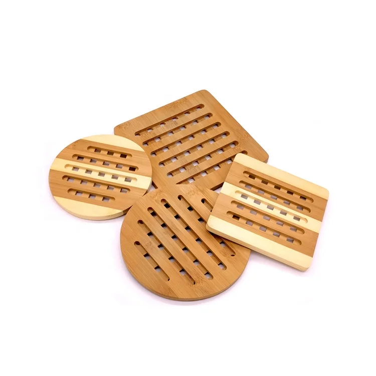 Natural Bamboo Kitchen Hot Pads Bamboo Trivet For Hot Dishes/pot/bowl