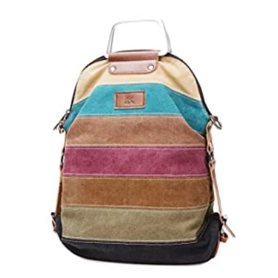

Canvas crossbody bag Multi-Color Striped Shoulder Hobo Tote Backpack, 2 colors