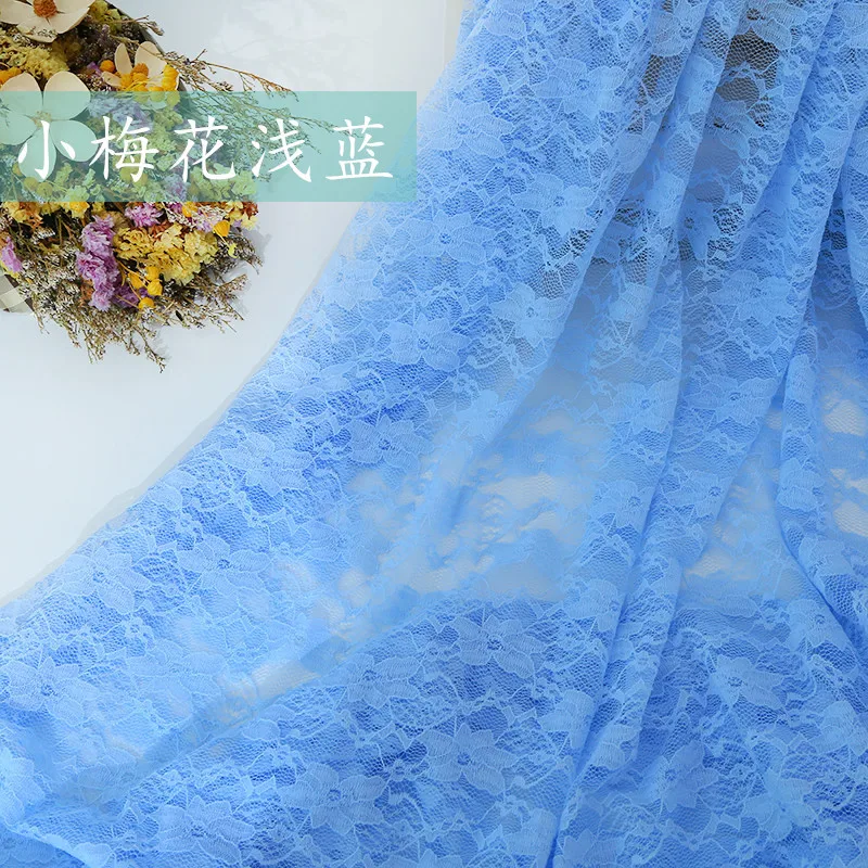 

New Stylish Plum Flower Polyester Stretch Embroidery Lace Fabric for Dress