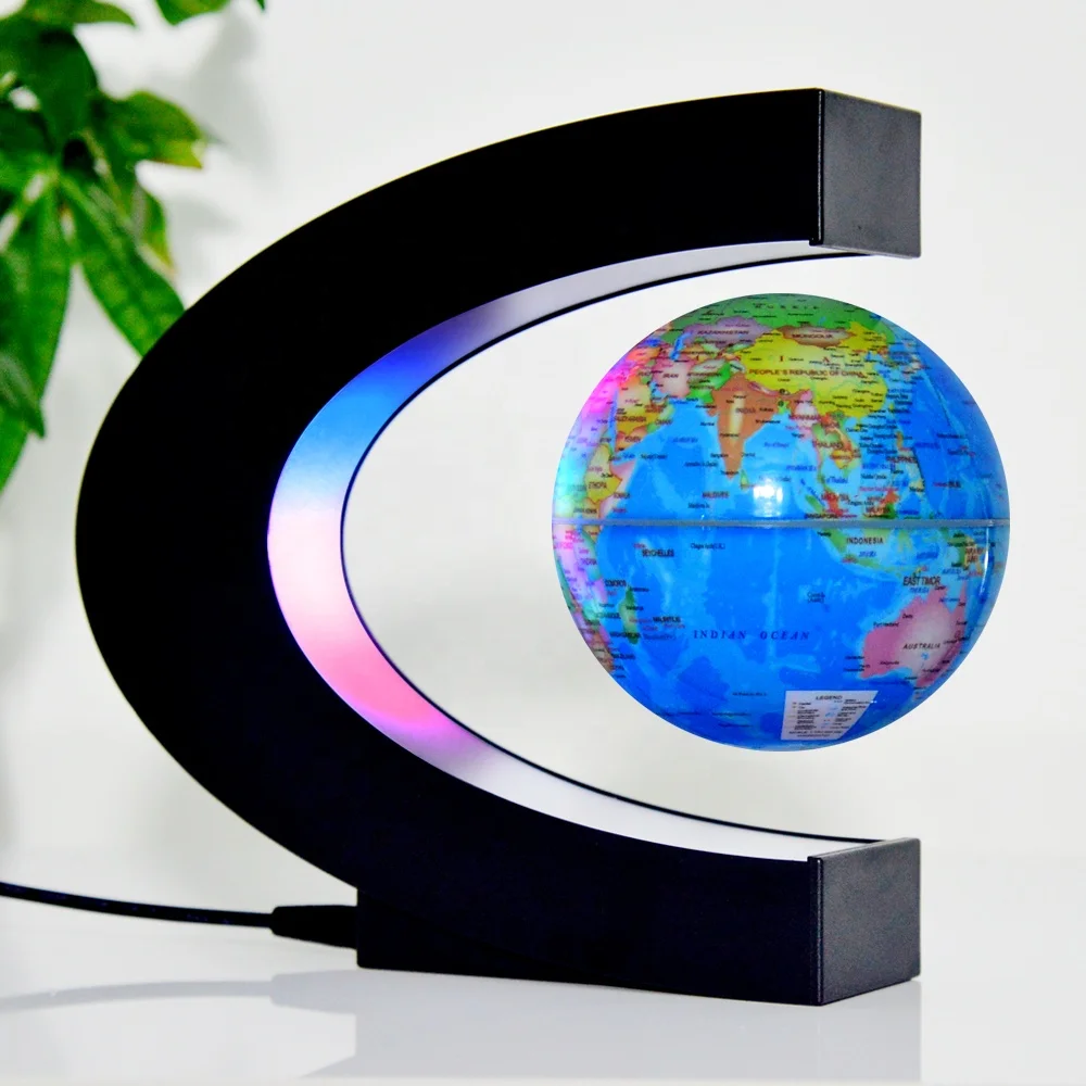 

Multicolor light globe C shape magnetic levitating floating globe anti gravity globe