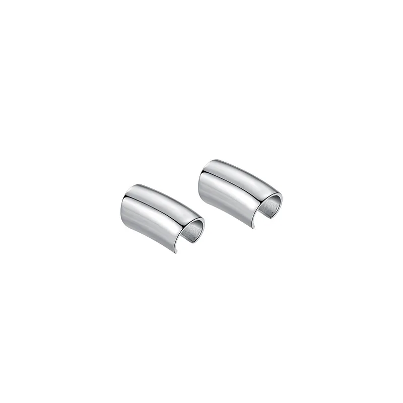 Wholesale Girls Trendy 925 Sterling Silver Glossy Round Cuff Earrings for Women Gifts