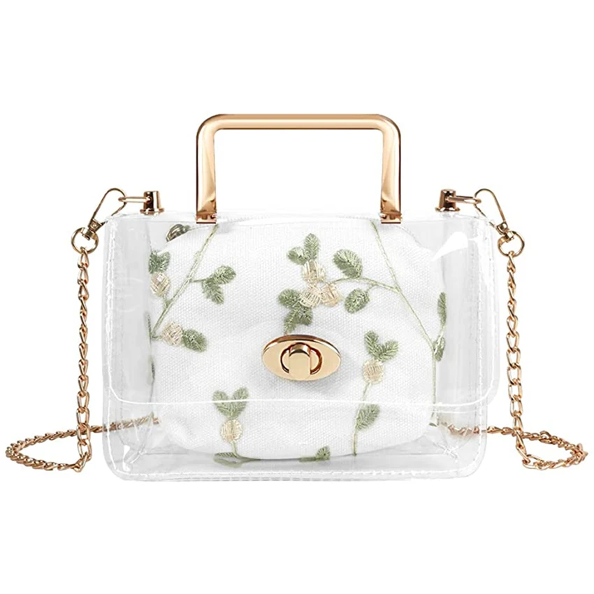 

Transparent handbag with a small zipper pouch inside