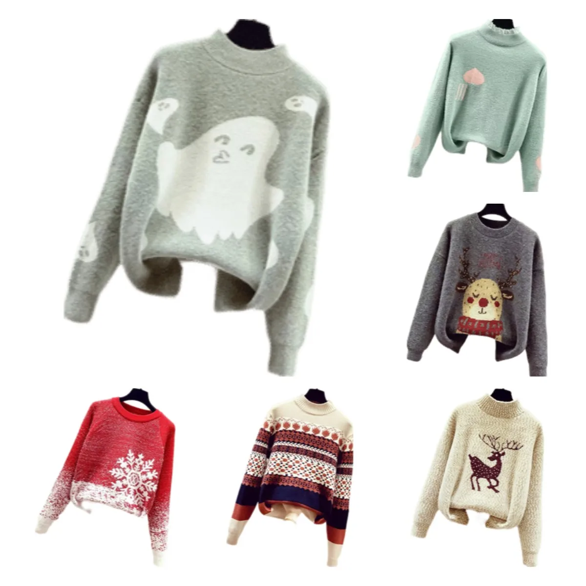 

2021 new autumn/winter fashion women's knitted red casual pullover sweater