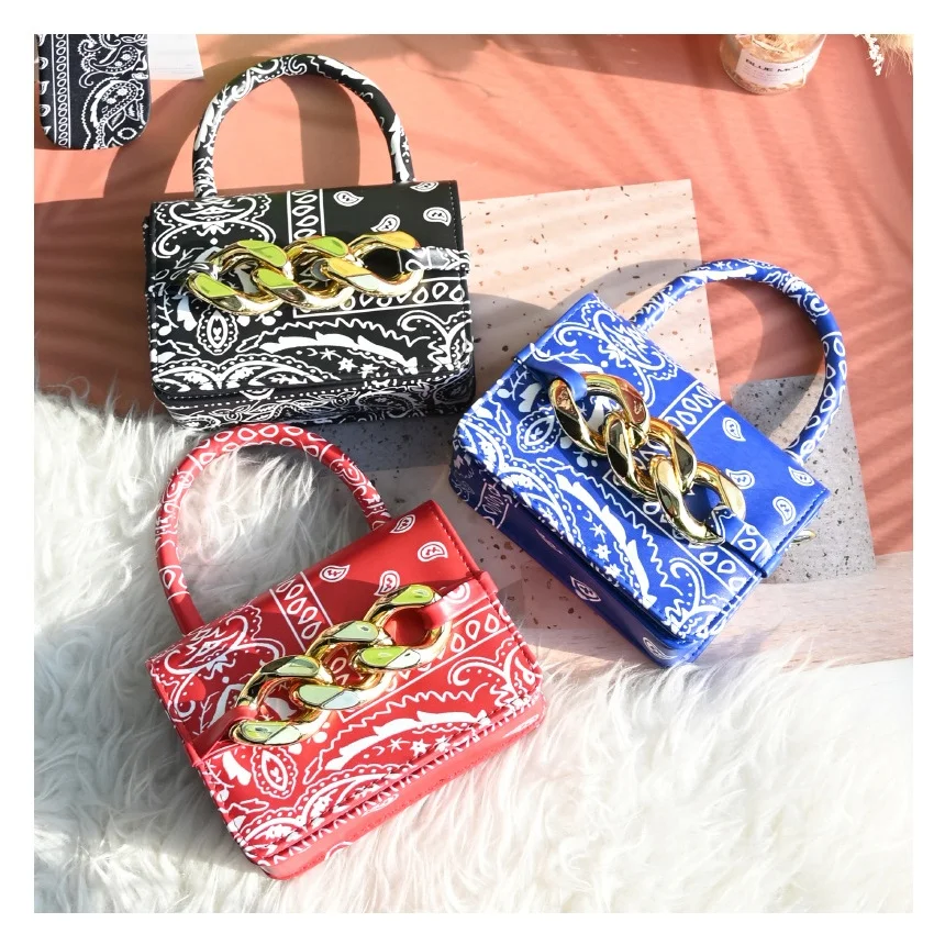 

2021 Ins Trendy Cashew Flower Small Purse for Women Luxury Brand Messenger Bags Paisley Bandana Purse and Bucket Hat Handbag Set