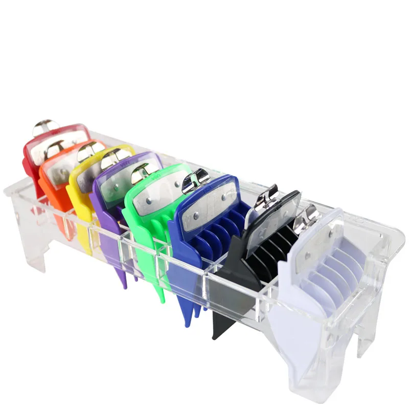 

8 Pcs Hair Clipper Limit Comb Guide Limit Comb Trimmer Guards Attachment 1.5-25mm  Professional Hair Trimmers Colorful, Green, yellow, blue, red