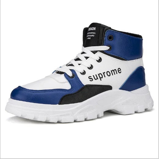 

Hip-hop men's shoes trend sports casual running shoes high-top thick-soled shoes men sneakers, Red,blue
