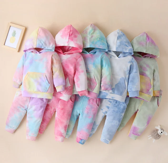 

2021spring new style long sleeved hooded baby girls clothes sets