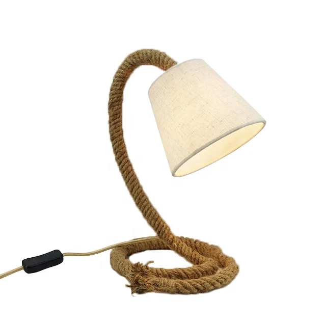 Jute Rope Table Lamp Novel Indoor Lighting with Lampshade Living room Decoration lamparas Portable Desk Lamp