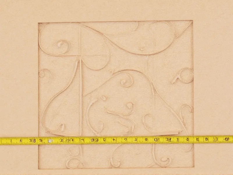 Test cut pattern on MDF showing calibration measurement points