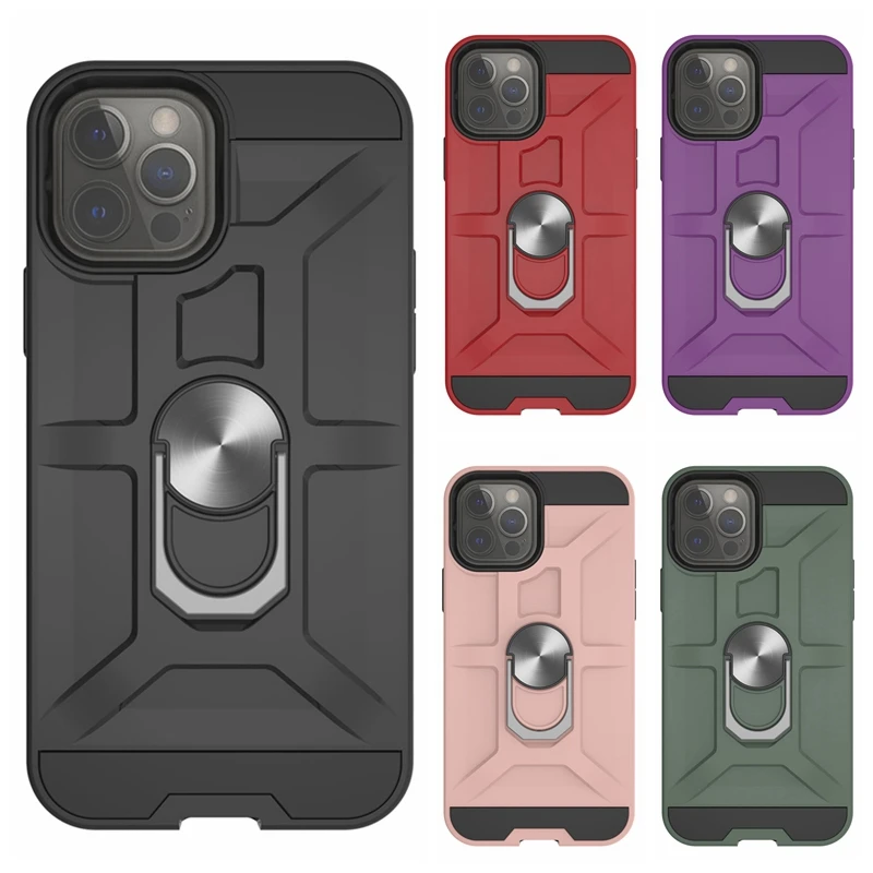 

Magnetic Car Bracket Holder Metal Finger Ring Case For Iphone 12 Pro Max 11 XS XR X XS 8 Defender Hybrid Heavy Duty Phone Cover, Black, red, purple , green , pink rose gold