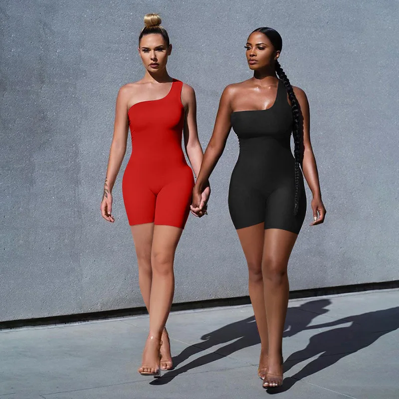 

TOB high quality bodycon jumpsuits sexy single room sling irregular 1 piece jumpsuit women BK471