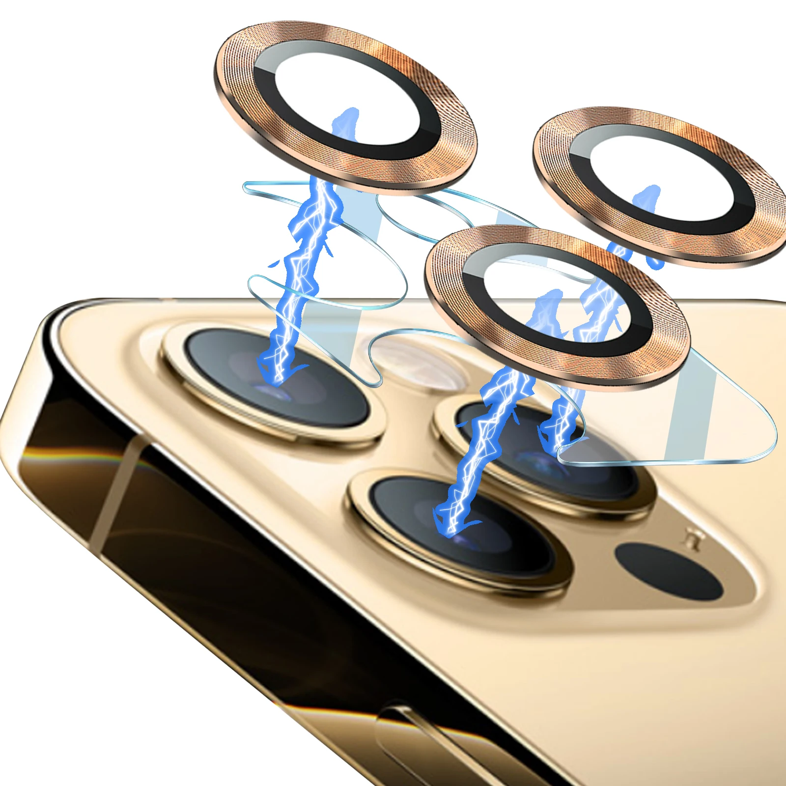 

Camera Lens Screen Protector High Definition Anti-Scratch for iPhone 12 Pro/max Full Coverage Ultra thin Metal Cover Golden
