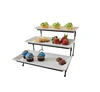 Popular design 3 tier afternoon tea cake stands / rectangle serving plate with iron rack