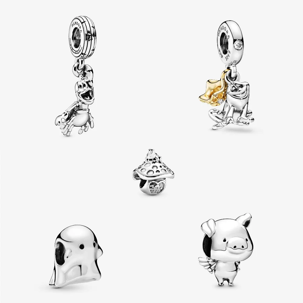 

Animal Cute Mermaid Frog Flying Pig Friend Bead Fit PDR* Charm Bracelet DIY 925 SIlver Jewelry Making For Girl