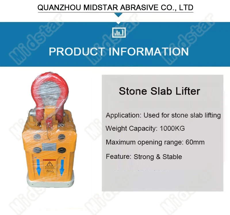 1000KG Lifting Capacity Stone Slab  Lifter Clamp Tools Granite Marble Quartz Slab Elevating Lifter