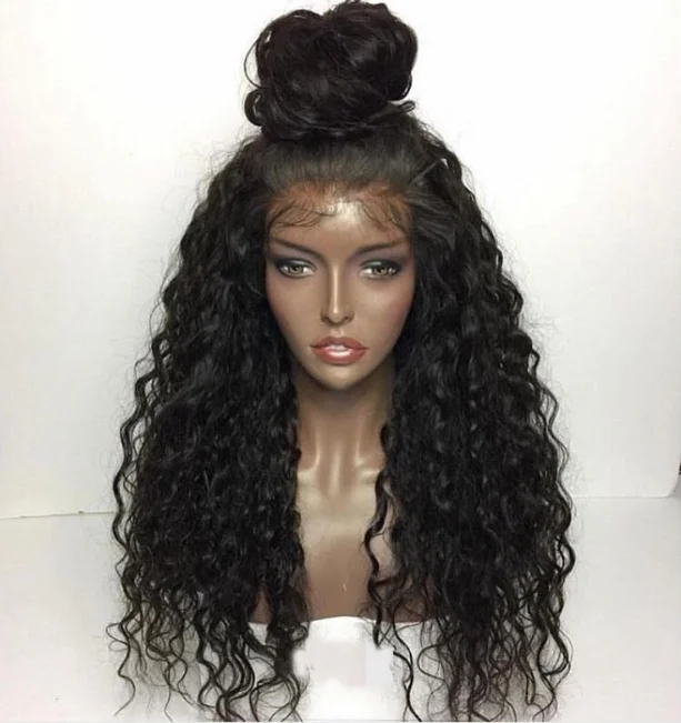 

Hot Product Long Curly Hair Wig Wholesale Lace Front Wigs Black fluffy High Fiber Synthetic Hair Vendor, As pic