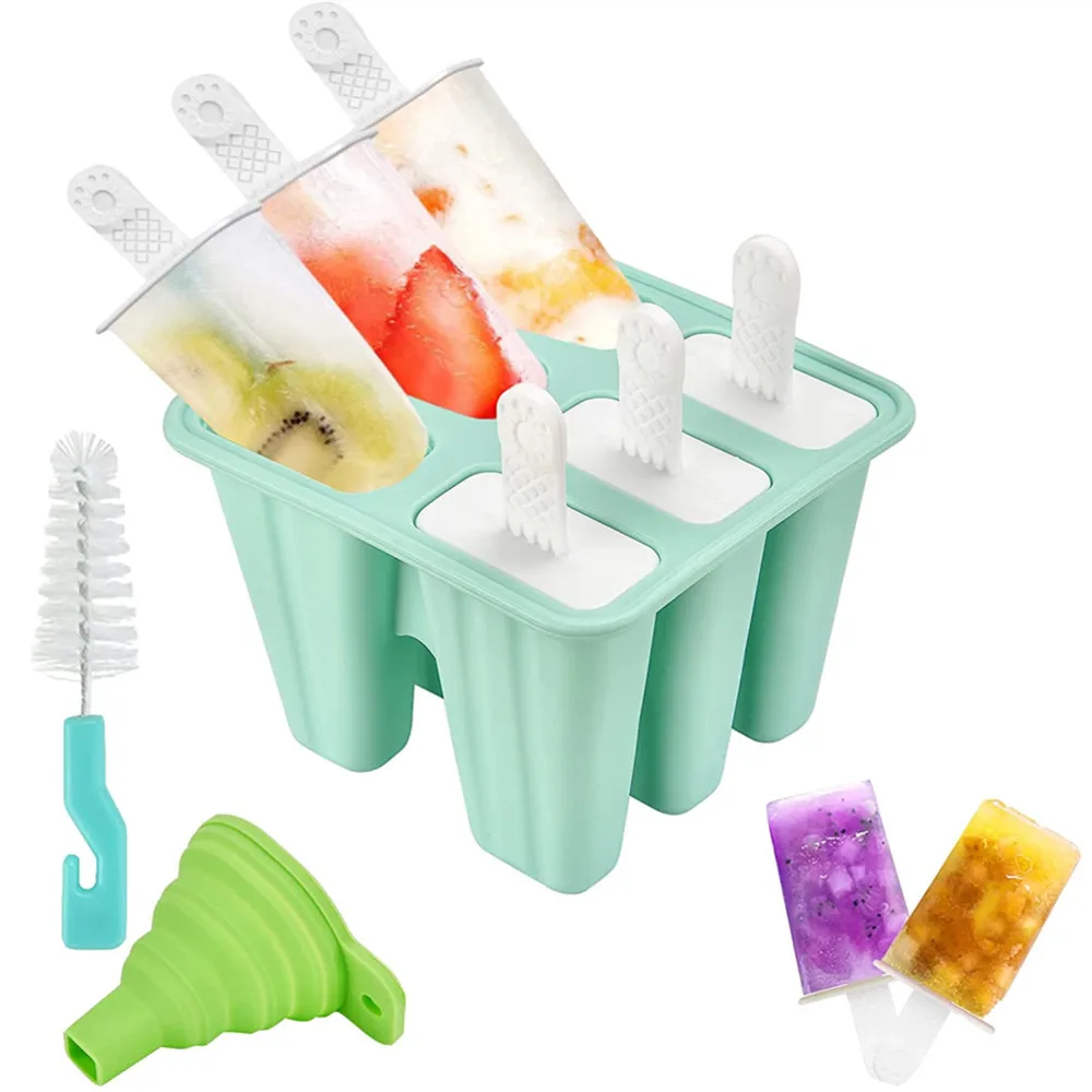 

BHD BPA Free Dishwasher Safe Set of 6 Piece Reusable Easy Release Silicone Ice Cream Popsicle Molds, Custom color