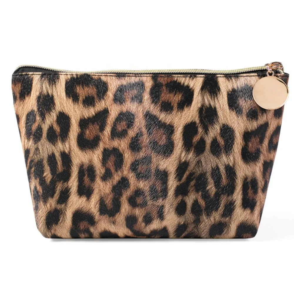 

Wholesale custom Cute Pouch Leopard Storage Purse Makeup Bag Cosmetic bag cases