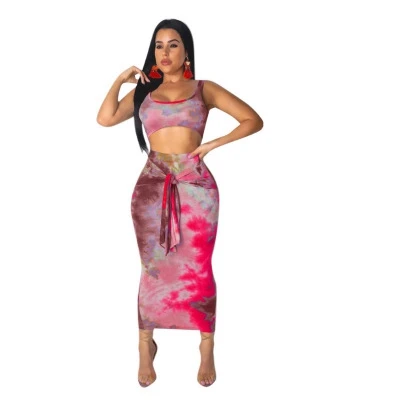 

Summer Clothing 2019 Ladies Crop Top and Skirt Two Piece Sets Floral Print Blouse and Mini Skirt Set, Shown