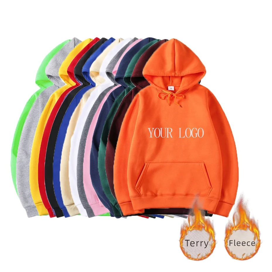 

Custom Logo Hoodie 100% Cotton French Terry Plain Pullover Bulk Blank Heavyweight Thick Oversized Unisex Custom Men's Hoodies