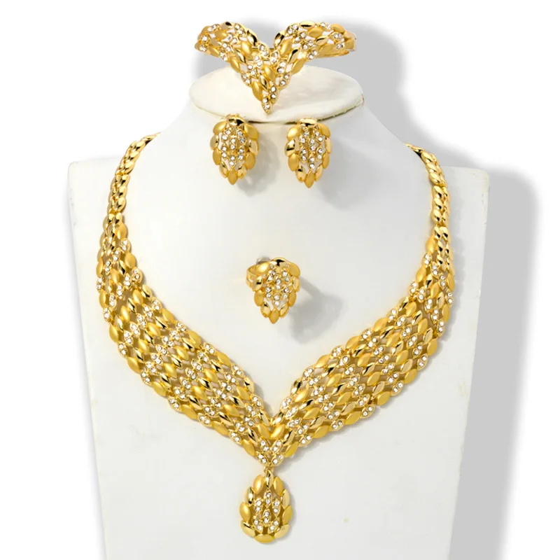 

Dubai 24k gold jewelry big set jewelries set 18k gold african 2022 dubai