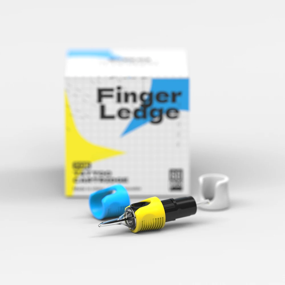 

New Design Sterilized Needle Cartridge Disposable Comfortable Soft Membrane Tattoo Needle Cartridge Grip Rubber Finger Ledge, Three color mix up blue yellow white