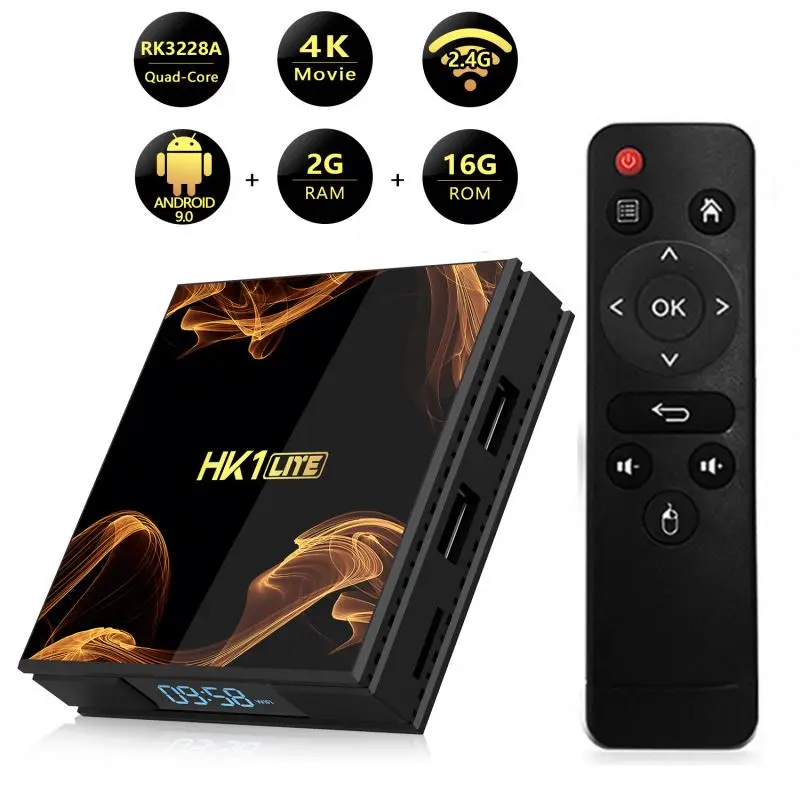 

New Arrival HK1 LITE 2GB 16GB RK3228A Android 9.0 tv box 2.4G wifi Smart tv box 4K Support Led display