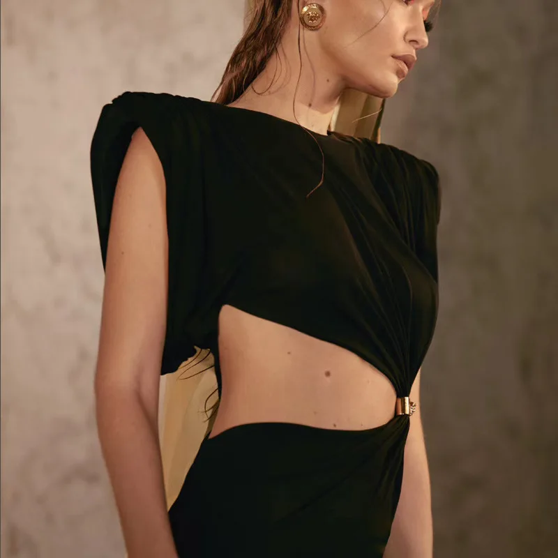 

Party club Dress Bodycon Floral Print Midi dress waist Side split sleeveless dress women