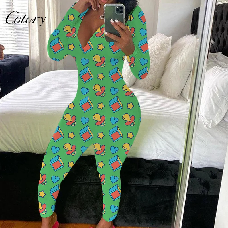 

Colory Long Sleeves Onesie Pajamas Ladies Pyjamas Cartoon Plus Size Jumpsuit, Picture shows