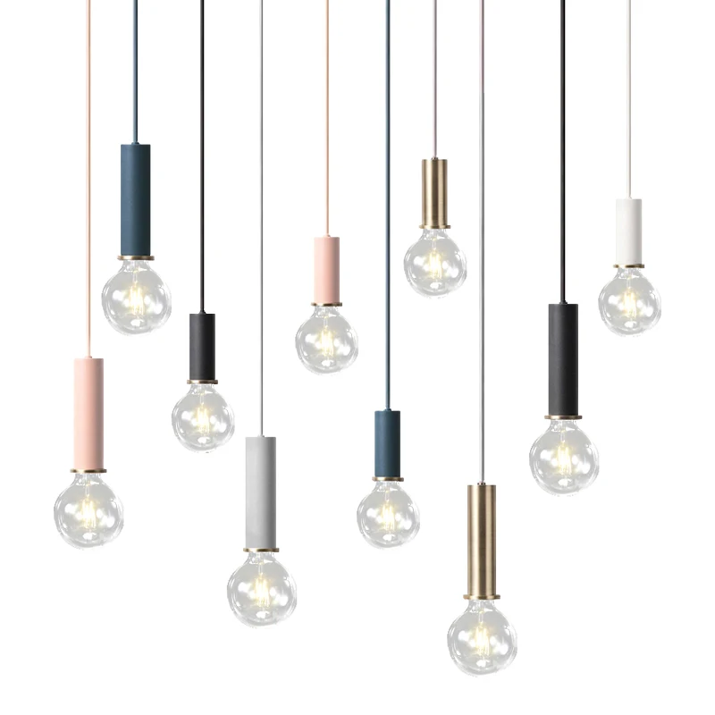Nordic Macaron Minimal Tube Pendant Lights DIY Metal Linear Ceiling Lamp Modern Simple Line Lamp For Bar Coffee Shop