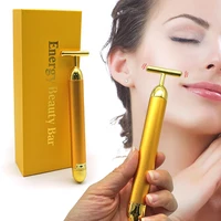 

24k Gold Beauty Bar Facial Massager Roller T-Type Electric Face-Lift Facial Massage Tool