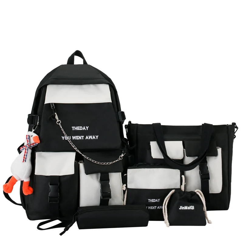 

Four-piece Schoolbag Korean Style Student Backpack Casual Large-capacity Backpack