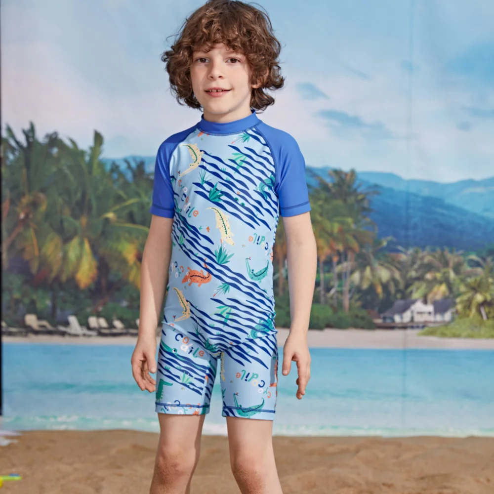 

Miniatree Kid One Piece Rash Guard Swimsuit Boy Water Sport Short Swimsuit UPF 50+ Sun Protection Bathing Suits