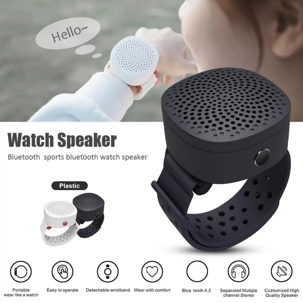 

BT detachable wearable mini watch speaker sports design wristband speaker, White