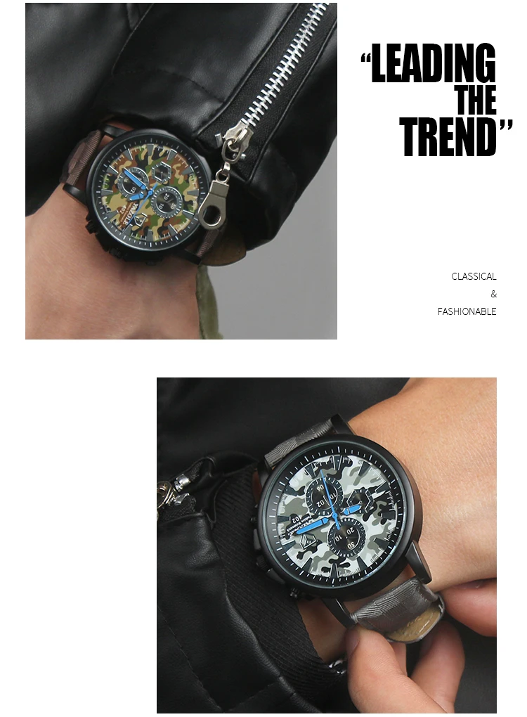 402 Latest camouflagedial fashion style men sport watch 3 atm water resistant wrist watch