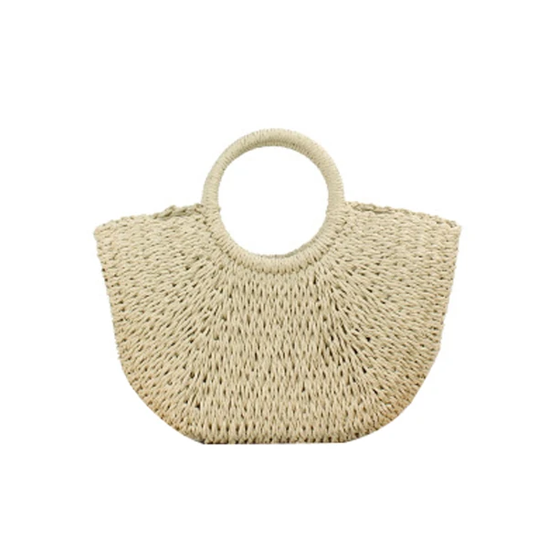 

Casual crochet summer handmade basket hand straw beach bag for lady