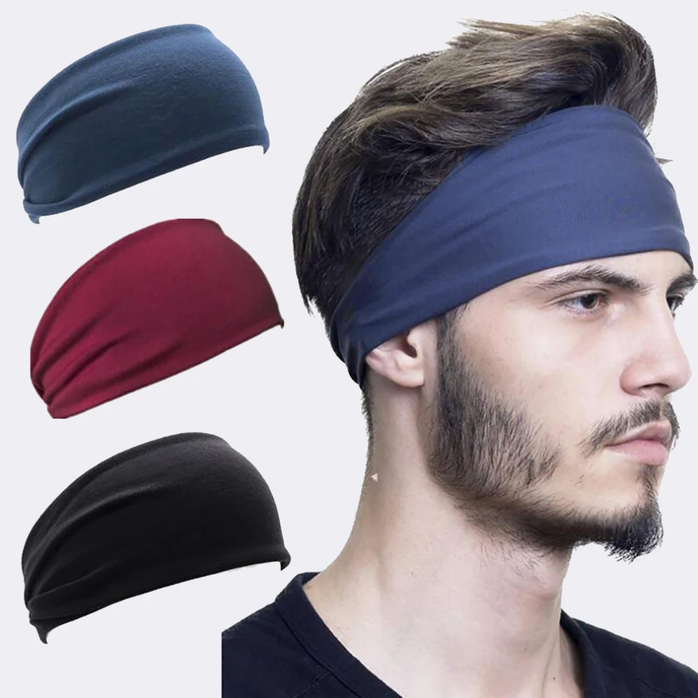 

high quality custom logo absorb sweat fitness hair band for running fit mens headband sports men, 28 colors available