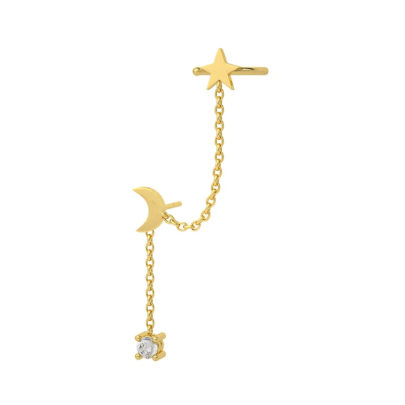 

Stars & Moon S925 sterling silver fashion personality simple luxury fashion stud earrings